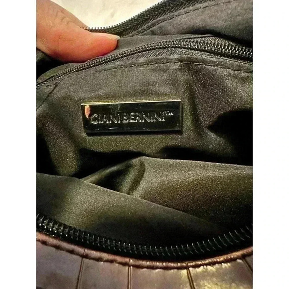 GIANI BERNINI Black Leather w/Brown Alligator Classic Style Shoulder Shopper Bag - Picture 5 of 8